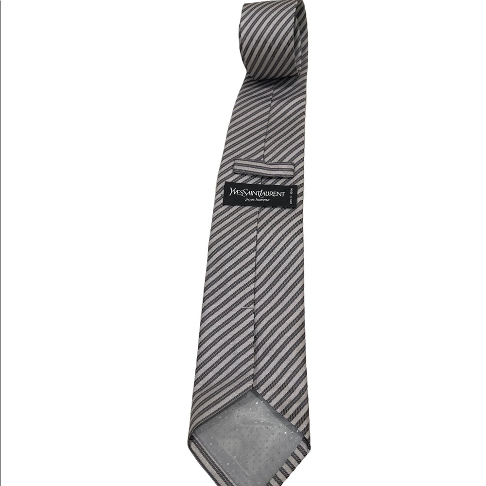 Yves Saint Laurent Pour Homme Mens Grey Striped N… - image 3